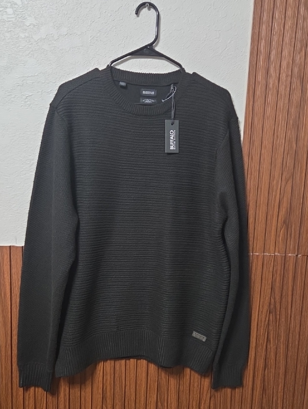 Buffalo David Bitton Black Ribbed Crewneck Sweater